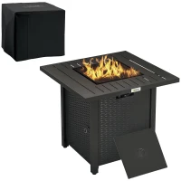 Outsunny Propane Fire Pit Table Smokeless Gas Firepit with 40,000 BTU Burner Thermocouple, Lava Rocks, Cover, Spark Guard(m-9)