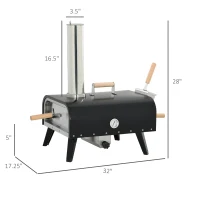 Outsunny Pellet Wood Fired Pizza Oven, Outdoor Pizza Maker with 12" Rotating Stone, Peel and Waterproof Cover(m-3)