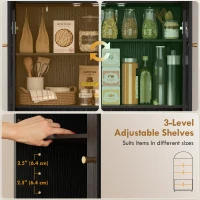 HOMCOM Arched Kitchen Pantry Cabinet, 71" Tall Farmhouse Kitchen Storage Cabinet with Acrylic Glass Doors, Black(m-6)