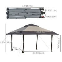 Outsunny 13' x 13' Outdoor Pop-Up Party Tent Canopy with Top Vent, 3-Level Adjustable Height, and Roller Bag, Khaki(m-3)