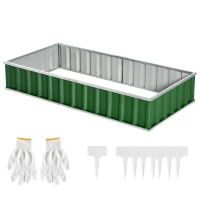 Outsunny 5.7' x 3' x 1' Raised Garden Bed, Galvanized Metal Planter Box for Vegetables Flowers Herbs, Green(m-11)