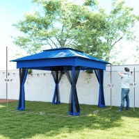 Outsunny Outdoor Patio Pop Up Canopy Gazebo Shelter with Zipper Netting, Carry Bag, 11' x 11', Blue(m-3)