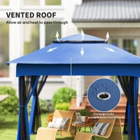 Outsunny Outdoor Patio Pop Up Canopy Gazebo Shelter with Zipper Netting, Carry Bag, 11' x 11', Blue(m-5)