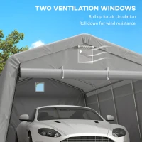 Outsunny 11' x 20' Portable Garage, Heavy Duty Carport Canopy with Ventilation Windows and Large Roll-up Door, Grey(m-7)