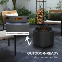 Outsunny Smokeless Fire Pit, Portable Wood Burning Firepit with Poker for Garden Camping Bonfire Party, Metal, Black(m-6)