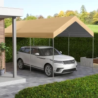 Outsunny 10 x 20ft Carport Replacement Canopy, UV Resistant Garage Car Cover with Ball Bungee Cords, Beige(m-1)