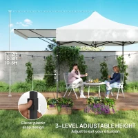 Outsunny 10' x 10' Pop Up Canopy Tent with Awning and Sidewalls, Instant Sun Shelter with Wheeled Bag and Sand Bags(m-5)