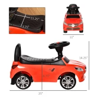 Aosom Kids Ride On Push Car, Foot-to-Floor Walking Sliding Toy Car for Toddler with Under Seat Storage, Music, Headlights Red(m-3)