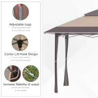 Outsunny 13' x 13' Outdoor Pop-Up Party Tent Canopy with Top Vent, 3-Level Adjustable Height, and Roller Bag, Khaki(m-5)