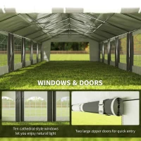Outsunny 20 x 33 ft Heavy Duty Party Tent Outdoor Gazebo Wedding Tent Event Shelter Carport BBQ with Removable Sidewalls & Windows, Outside Waterproof Canopy for Parties, White and Gray(m-5)