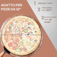 Outsunny Pellet Wood Fired Pizza Oven Outdoor Pizza Maker with 12" Stone, Peel and Waterproof Cover(m-4)