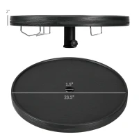 Outsunny Beach Umbrella Table Tray with Wine Glass Holder and Foldable Towel Rack, 23.5", Black(m-3)