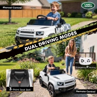Qaba 12V Ride on Car Licensed Land Rover with Remote, Suspension, Slow Start, 3 Speeds, Lights, Music, Horn for 3-5, White(m-7)