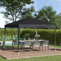 Outsunny 10 x 10ft Folding Pop Up Tent Outdoor Gazebo Canopy with Carrying Bag, Black(m-1)