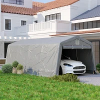 Outsunny 11' x 20' Portable Garage, Heavy Duty Carport Canopy with Ventilation Windows and Large Roll-up Door, Grey(m-1)