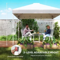 Outsunny 10' x 10' Pop Up Canopy Tent w/ Sidewall, UPF50+ Height Adjustable Instant Sun Shelter w/ Storage Pockets, White(m-6)