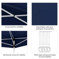 Outsunny 13' x 13' Pop Up Canopy Tent with Height Adjustable for Outdoor, Garden, Patio, Dark Blue(m-7)