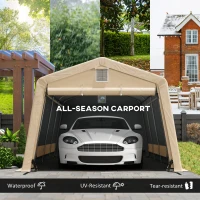 Outsunny 11' x 20' Portable Garage, Heavy Duty Carport Canopy with Ventilation Windows and Large Roll-up Door, Khaki(m-4)