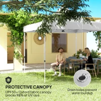 Outsunny 10' x 10' Heavy Duty Pop Up Canopy Tent w/ Sidewall, UPF50+ Instant Sun Shelter w/ Storage Pockets, Wheeled Bag, White(m-5)