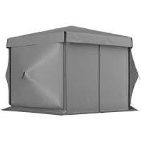 Outsunny 12' x 12' Hexagonal Pop Up Gazebo Canopy Tent with 5 Sidewalls, Outdoor Canopy Shelter with Carry Bag, Dark Gray(m-1)