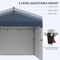 Outsunny 10' x 10' Pop Up Canopy with Sidewalls, Weight Bags and Carry Bag, Height Adjustable Tent for Parties, Navy(m-6)
