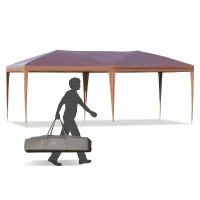 Outsunny 10' x 19.2' Outdoor Gazebo Pop Up Canopy Party Tent with Carrying Bag, Coffee(m-1)