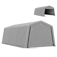 Outsunny 11' x 20' Portable Garage, Heavy Duty Carport Canopy with Ventilation Windows and Large Roll-up Door, Grey(m-2)