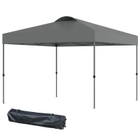 Outsunny 10' x 10' Pop Up Canopy Tent, Instant Sun Shelter with 3-Level Adjustable Height, Top Vents and Wheeled Carry Bag for Outdoor, Garden, Patio, Gray(m-11)