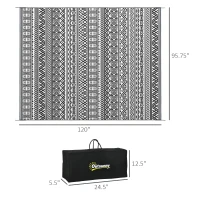 Outsunny Reversible Outdoor Rug Carpet RV Camping Rugs with Carry Bag, 8' x 10', Gray & Cream White Boho(m-3)
