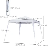 Outsunny 8' x 8' Pop Up Canopy, Outdoor Foldable Tent, Portable Canopy Tent with Carrying Bag for Camping, Party, Picnic, White(m-3)