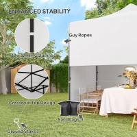 Outsunny 10' x 10' Pop Up Canopy Tent with Awning and Sidewalls, Instant Sun Shelter with Wheeled Bag and Sand Bags(m-7)