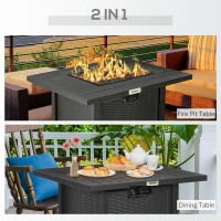 Outsunny Propane Fire Pit Table Smokeless Gas Firepit with 40,000 BTU Burner Thermocouple, Lava Rocks, Cover, Spark Guard(m-4)