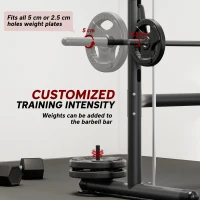 Soozier Squat Rack with Pull Up Bar and Barbell Bar Adjustable Bench Press Multi-Function Weight Lifting Half Rack Black(m-6)