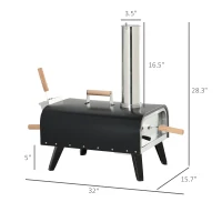 Outsunny Pellet Wood Fired Pizza Oven Outdoor Pizza Maker with 12" Stone, Peel and Waterproof Cover(m-3)