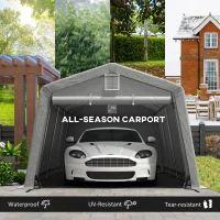 Outsunny 11' x 20' Portable Garage, Heavy Duty Carport Canopy with Ventilation Windows and Large Roll-up Door, Grey(m-4)