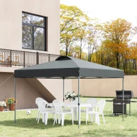 Outsunny 10' x 10' Pop Up Canopy Tent, Instant Sun Shelter with 3-Level Adjustable Height, Top Vents and Wheeled Carry Bag for Outdoor, Garden, Patio, Gray(m-10)