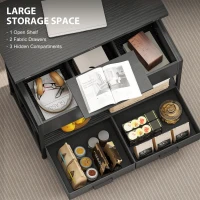 HOMCOM Modern Coffee Table, Lift Top Center Table with Fabric Drawers and Hidden Storage for Living Room, Distressed Black(m-5)