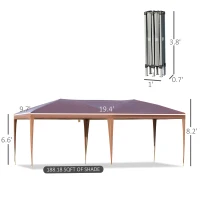 Outsunny 10' x 19.2' Outdoor Gazebo Pop Up Canopy Party Tent with Carrying Bag, Coffee(m-3)