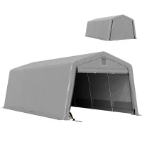 Outsunny 11' x 20' Portable Garage, Heavy Duty Carport Canopy with Ventilation Windows and Large Roll-up Door, Grey(m-9)