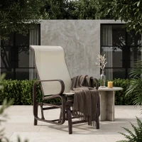 Outsunny Outdoor Mesh Glider Swing Chair Patio Garden Rocking Gliding Seat Yard Porch Furniture, Brown Beige(m-1)