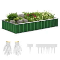 Outsunny 5.7' x 3' x 1' Raised Garden Bed, Galvanized Metal Planter Box for Vegetables Flowers Herbs, Green(m-1)