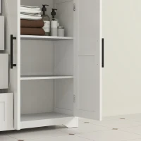 HOMCOM Bathroom Floor Cabinet, Farmhouse Bathroom Storage Cabinet with Adjustable Shelf, White(m-9)
