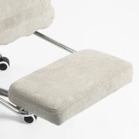 HOMCOM Office Chair with Foot Rest, Ergonomic Reclining Computer Gaming Chair w/ Snow Flannel Fabric, Thick Cushion, Light Grey(m-10)