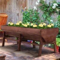 Outsunny 70" Raised Garden Bed, Wooden Planter Box with Funnel Design, High Weight Capacity and Non-Woven Fabric, Large Growing Space and Great Breathability, Brown(m-10)