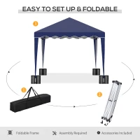 Outsunny 10' x 10' Pop Up Canopy Tent with Sand Bags, Instant Shelter with Adjustable Height and Carry Bag, Garden Outdoor Party Tent, Blue(m-4)