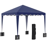 Outsunny 10' x 10' Pop Up Canopy Tent with Sand Bags, Instant Shelter with Adjustable Height and Carry Bag, Garden Outdoor Party Tent, Blue(m-2)