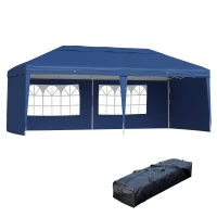 Outsunny 10' x 20' Pop Up Canopy Tent with 4 Sidewalls, Outdoor Portable Instant Canopy Shelter for Parties, Outdoor Instant Gazebo with Carry Bag for Garden, Patio, Blue(m-1)