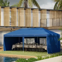 Outsunny 10' x 20' Pop Up Canopy Tent with 4 Sidewalls, Outdoor Portable Instant Canopy Shelter for Parties, Outdoor Instant Gazebo with Carry Bag for Garden, Patio, Blue(m-13)