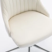 Vinsetto Vanity Chair for Makeup, Velvet Comfy Office Chair with Adjustable Height, Swivel Wheels for Bedroom, Living Room, Cream(m-10)
