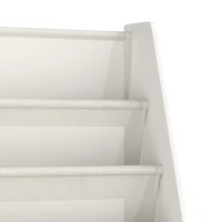 Qaba Fabric Kids Bookshelf, 4-Tier Toddler Sling Book Rack for Playroom, Bedroom, Nursery and Kids Room for Ages 3-6, White(m-12)
